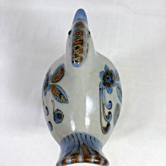 Tonal El Palomar Mexico Pottery Chicken Figurine Floral Blue Butterfly - Picture 6 of 12